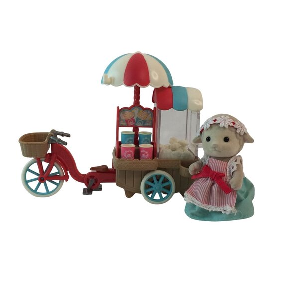 Sylvanian Families Calico Critters Popcorn Delivery Trike Lamb Figure Bicyle - Picture 1 of 14